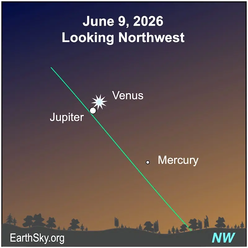 Chart of the Jupiter and Venus conjunction in June 2026