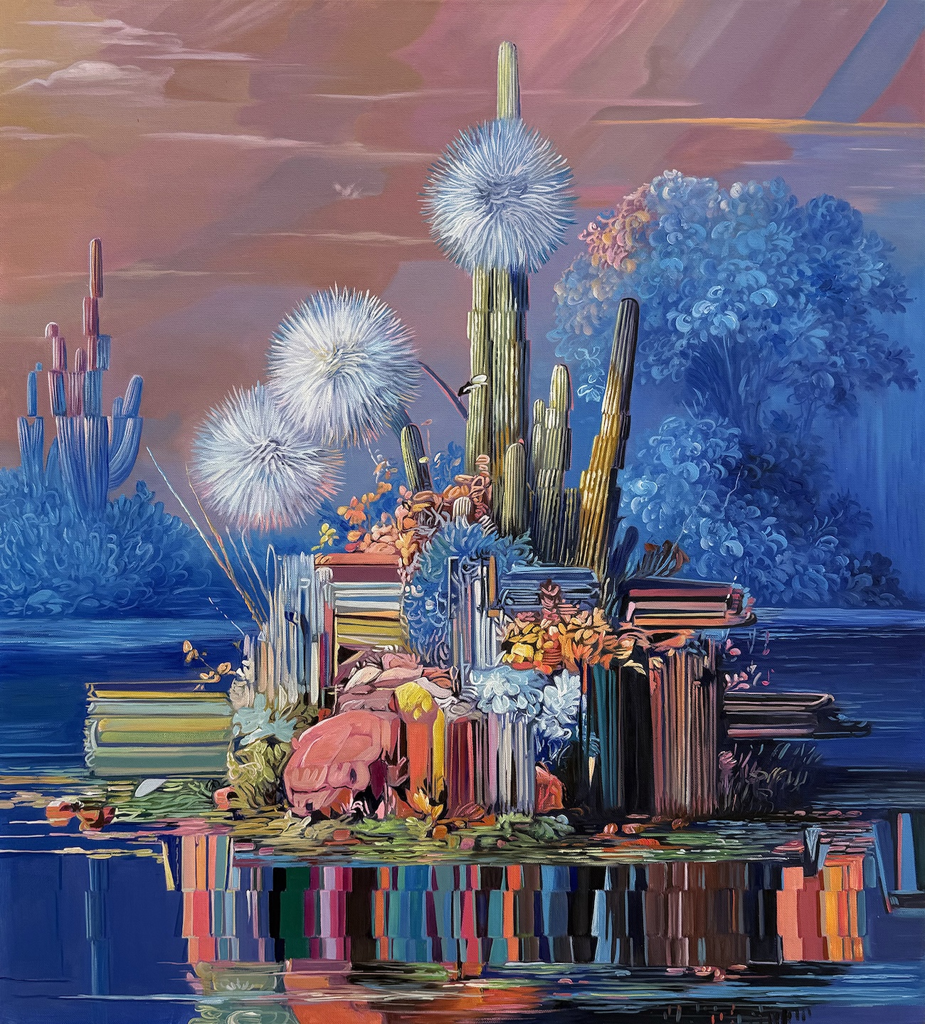 Landscape Painting With Jagged Colorful Glitches by Alexis Mata