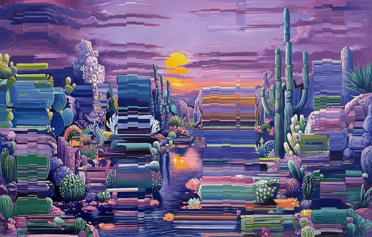 Landscape Painting With Jagged Colorful Glitches by Alexis Mata