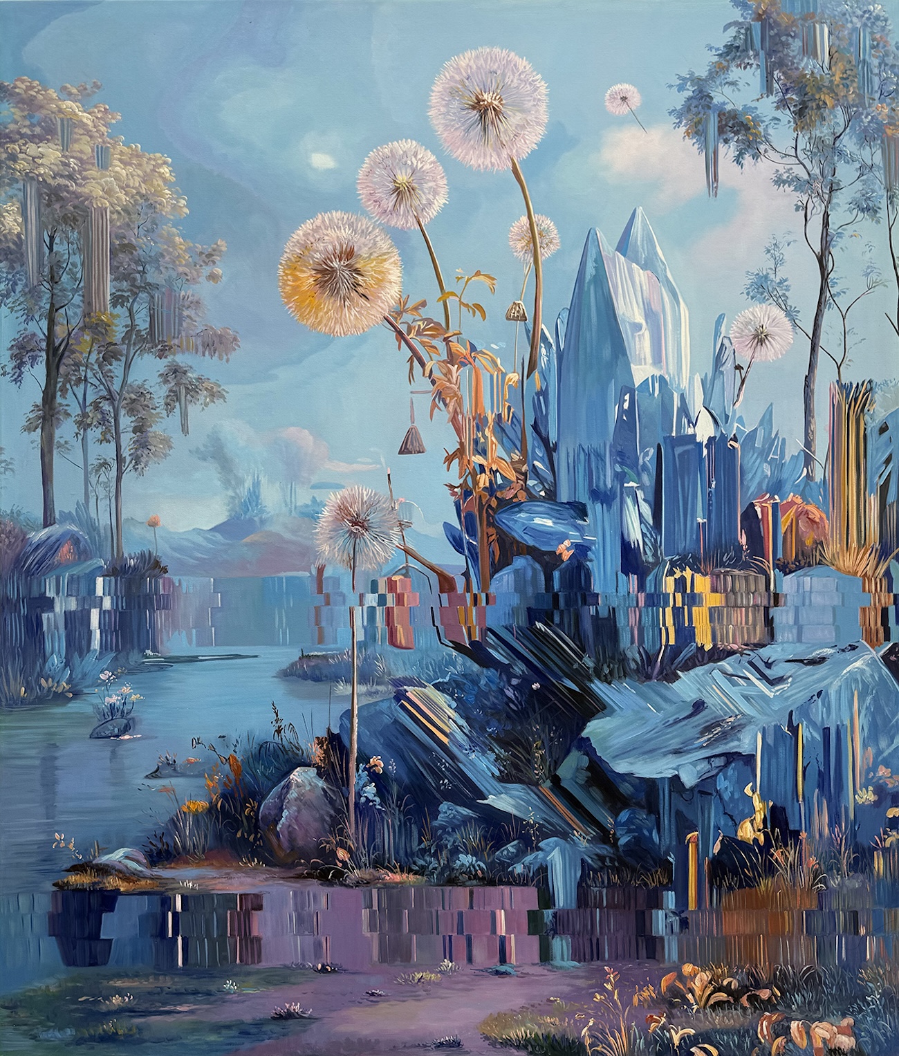 Landscape Painting With Jagged Colorful Glitches by Alexis Mata