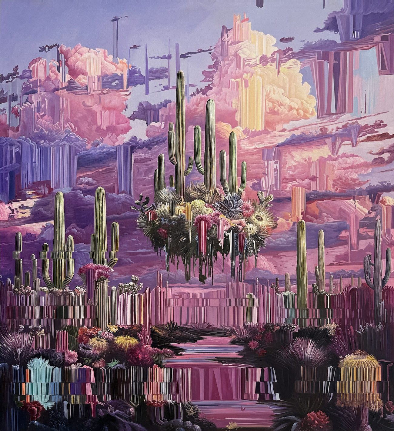 Landscape Painting With Jagged Colorful Glitches by Alexis Mata