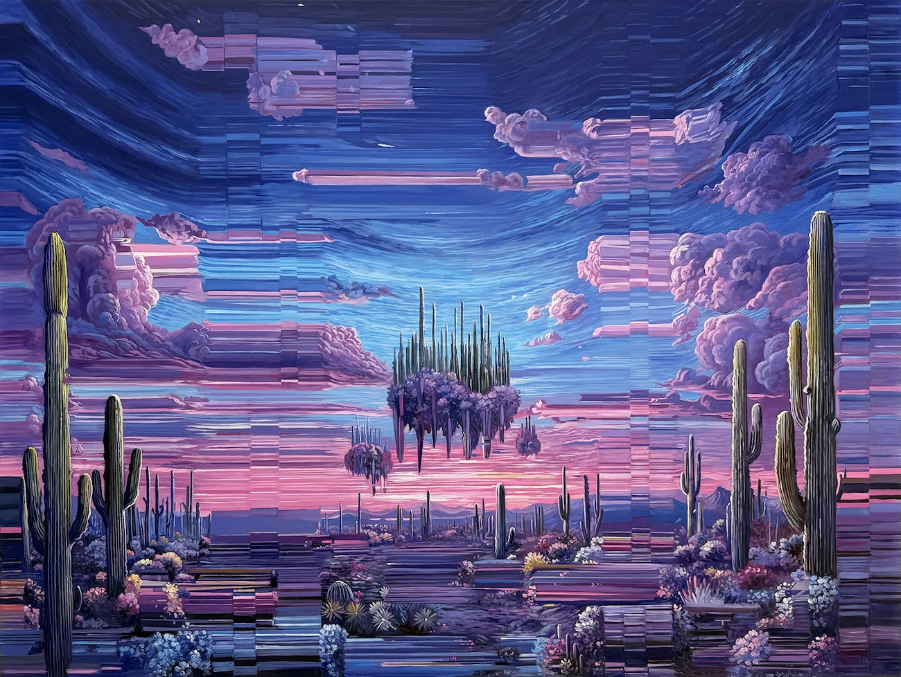 Landscape Painting With Jagged Colorful Glitches by Alexis Mata
