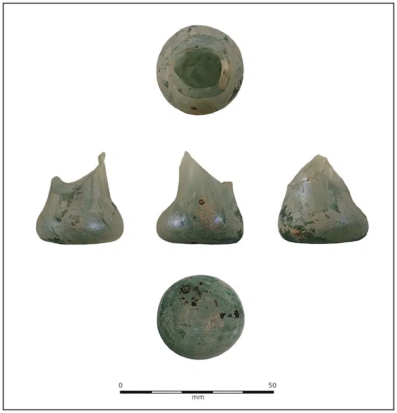Glass kohl bottle fragments found in York, England