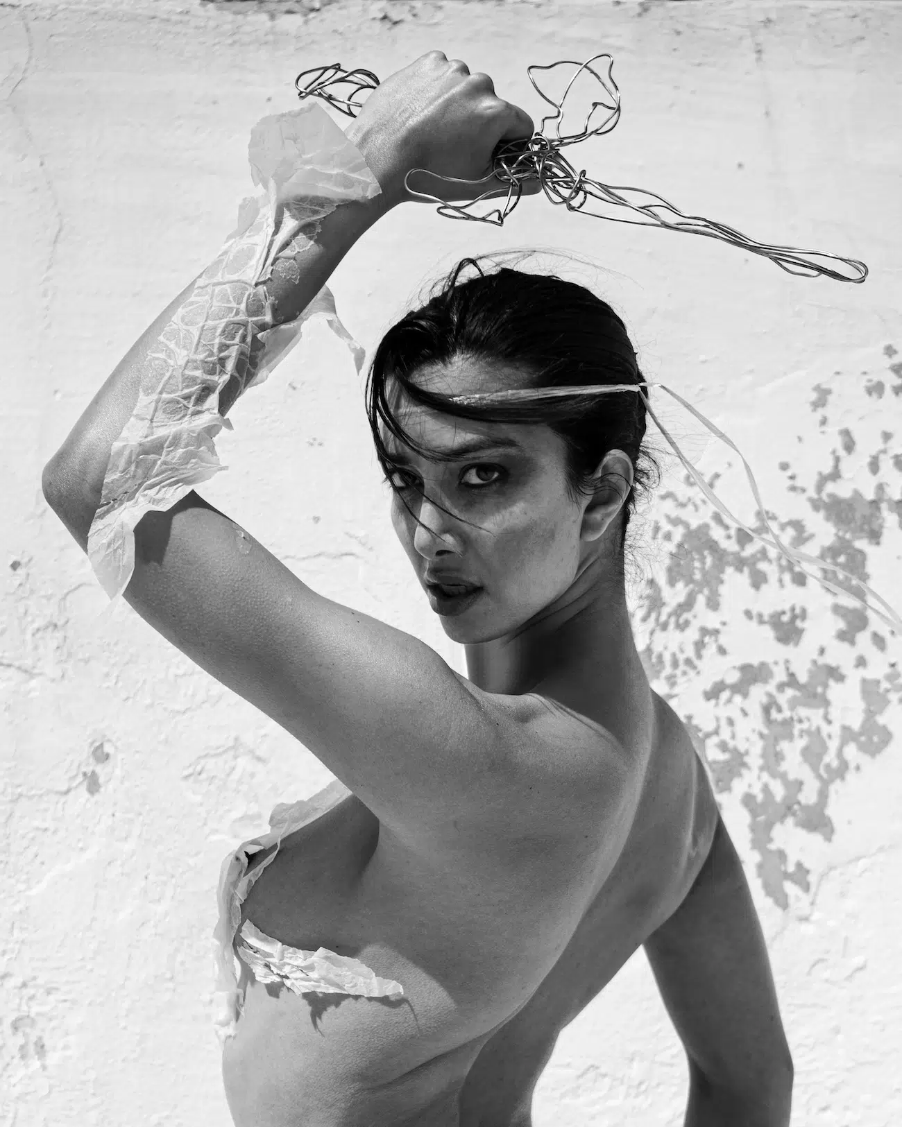 Black and white photo of woman.