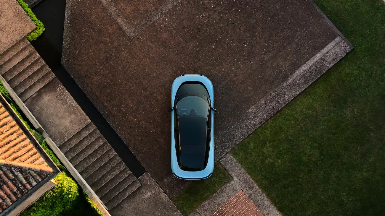 Ferrari Luce exterior blue, aerial view