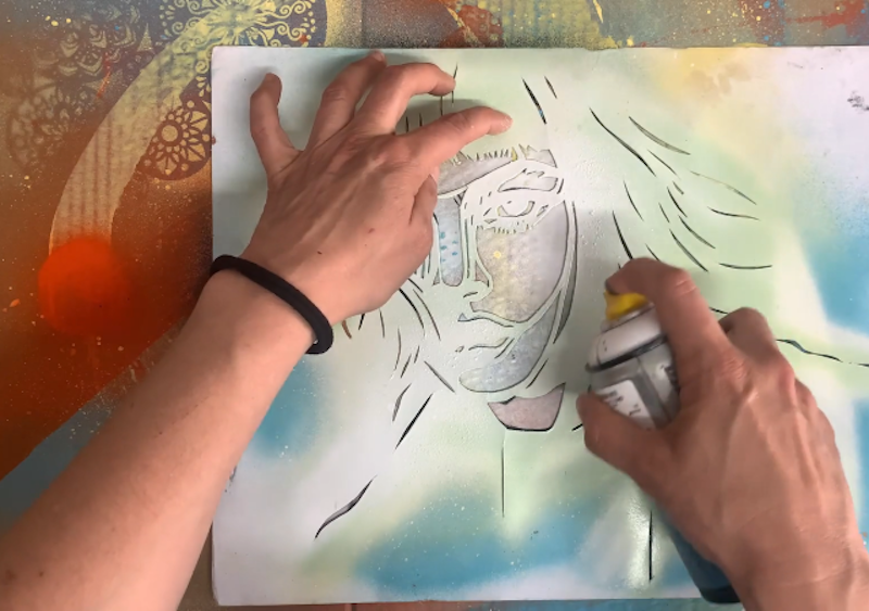 Cutting a stencil of a face