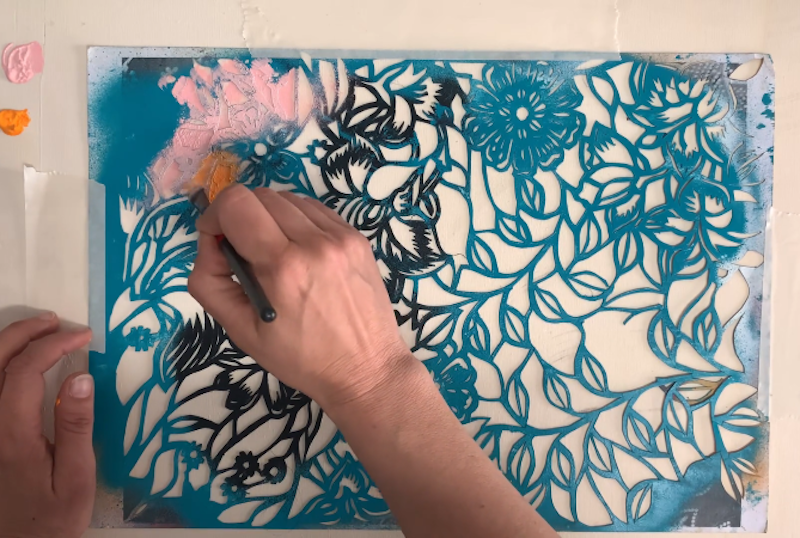Cutting as stencil of a floral pattern