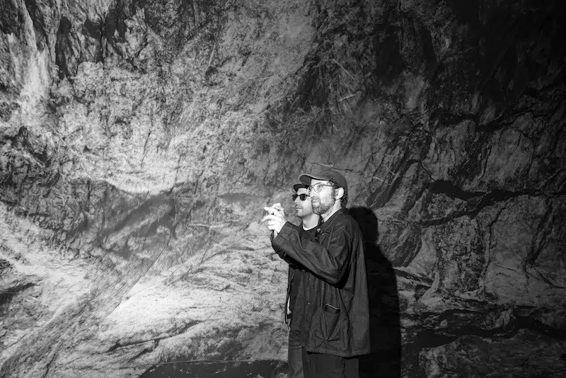 JR and Thomas Bangalter in La Caverne du Pont Neuf, Paris, June 2026. Photo: Tara-Jay Bangalter &copy; 2026 Atelier JR