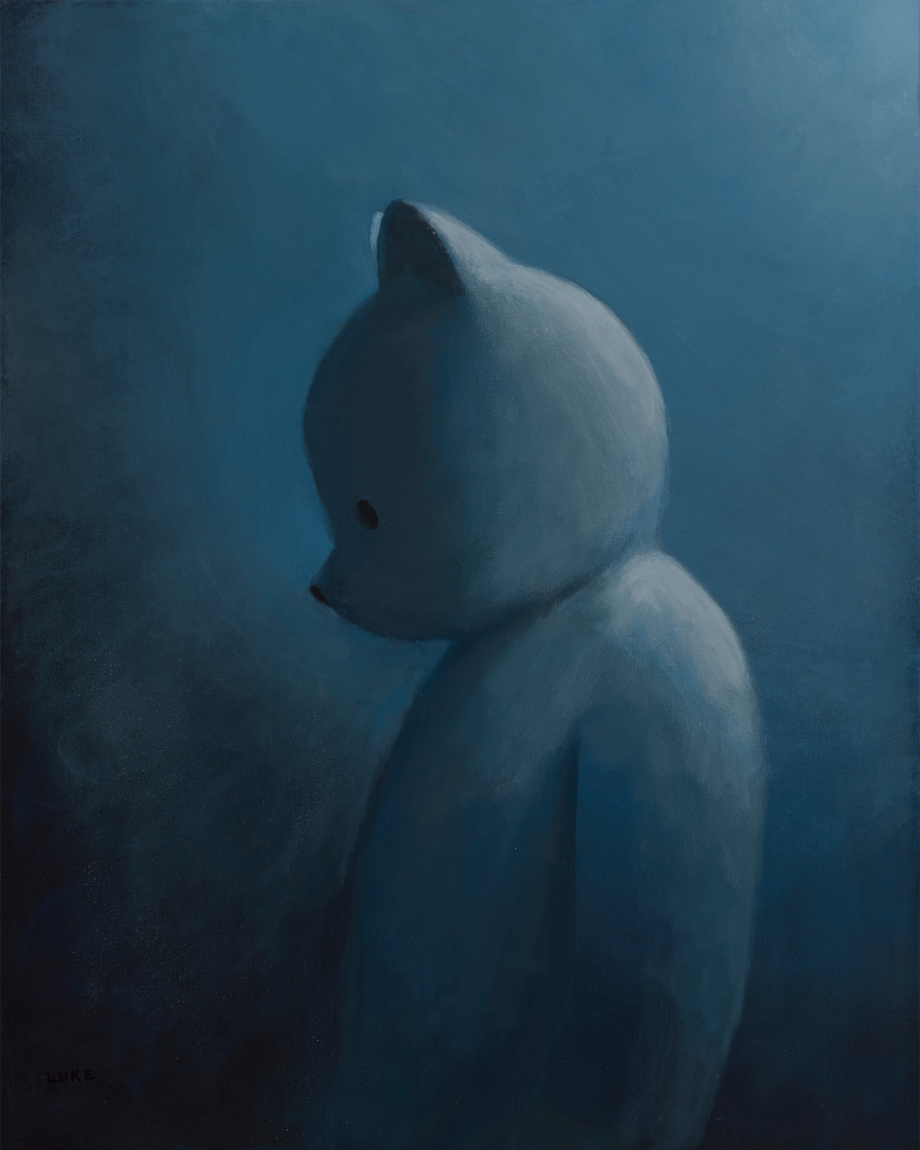 Blue Dawn (Staring Into Shadows Revisited) (acrylic on canvas, 30 in x 24 in) by Luke Chueh
