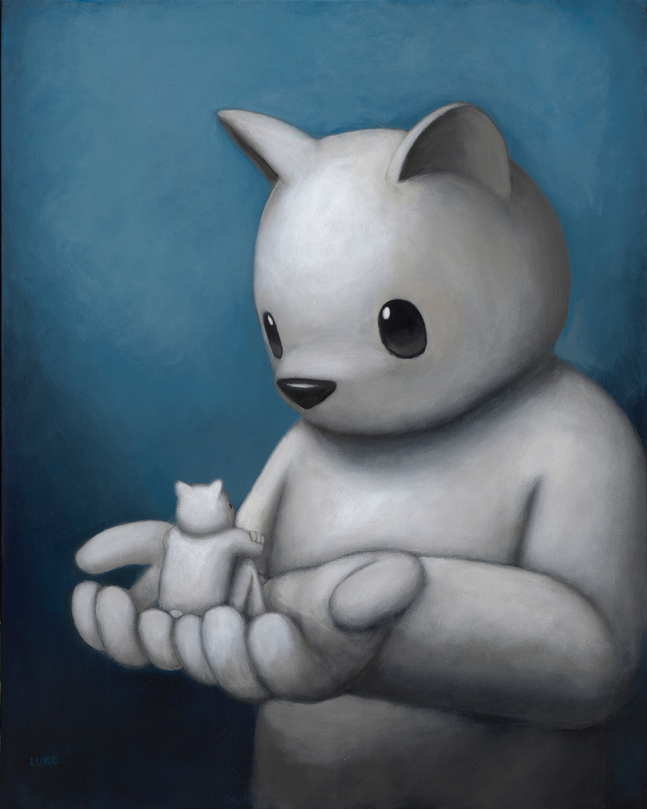 In the Palm of My Hands (acrylic on canvas, 30 in x 24 in) by Luke Chueh