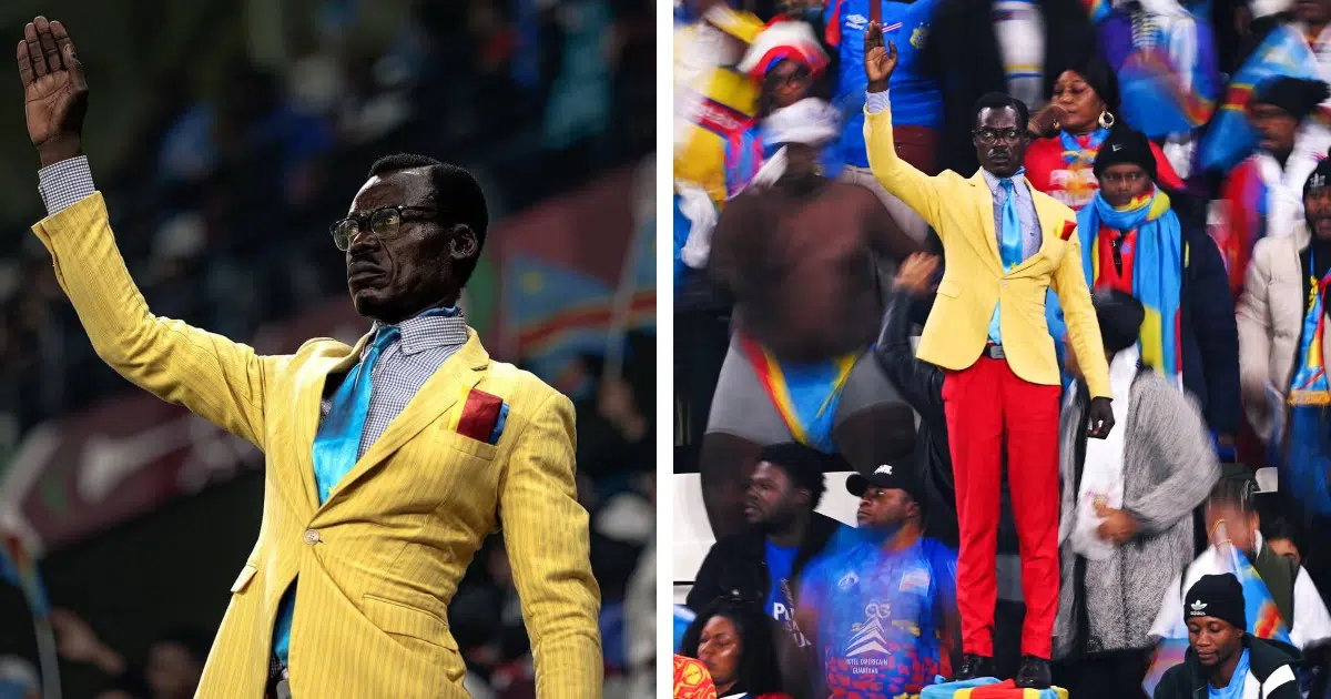 DR Congo Super Fan Goes Viral for Standing Like a Statue for the Entirety of Soccer Matches