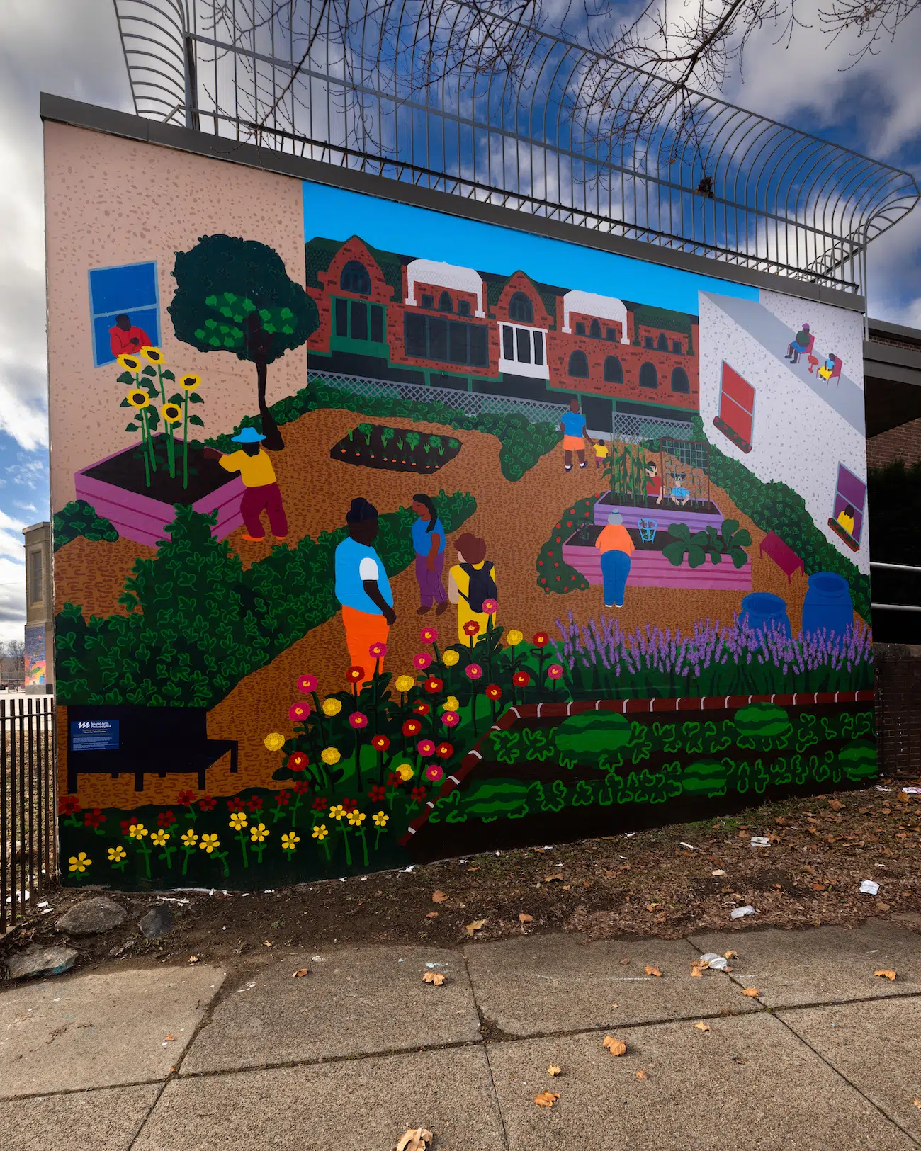 Seasons of Imagination © 2024 City of Philadelphia Mural Arts Program / Marian Bailey, Joseph Pennell School, 1800 West Nedro Avenue. Photo by Steve Weinik.
