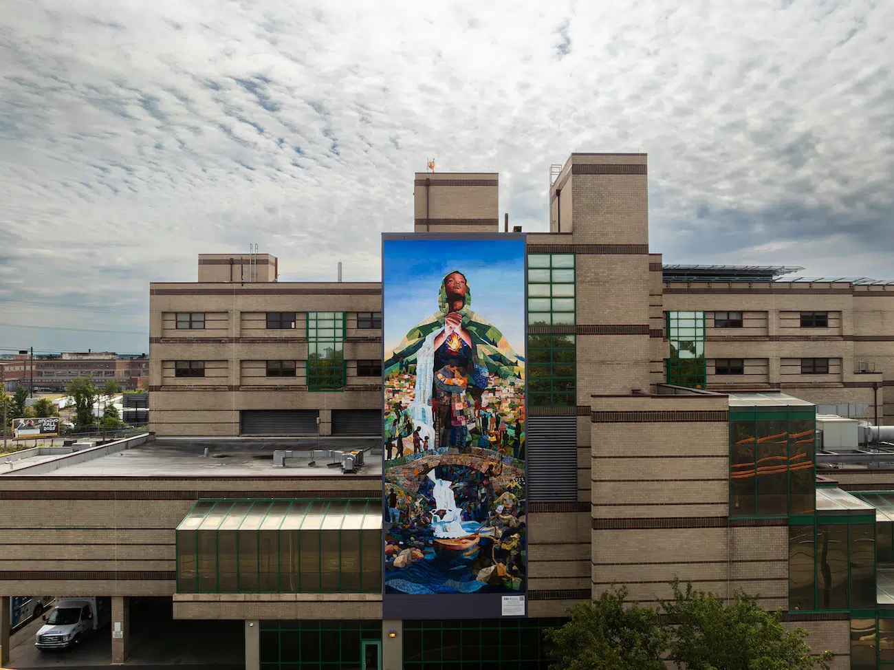 Embracing the Light © 2025 City of Philadelphia Mural Arts Program / James Burns, St. Christoper's Hospital, 160 E Erie Ave. Photo by Steve Weinik.