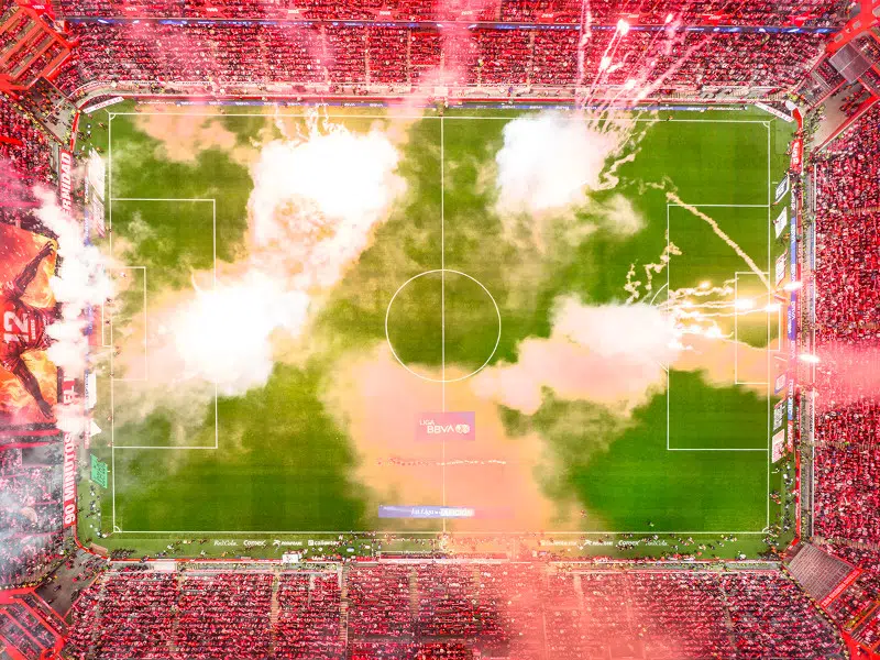 Aerial shot of La Bombonera stadium