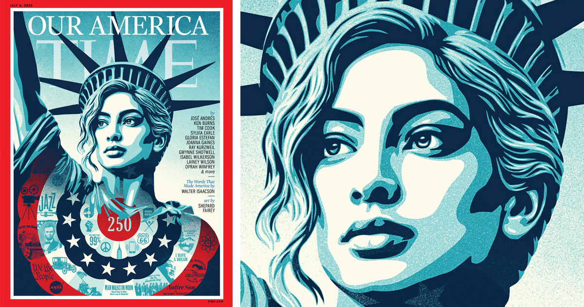 Shepard Fairey‘s TIME Cover Art Reimagines Lady Liberty as a Multiethnic Woman for America's 250th