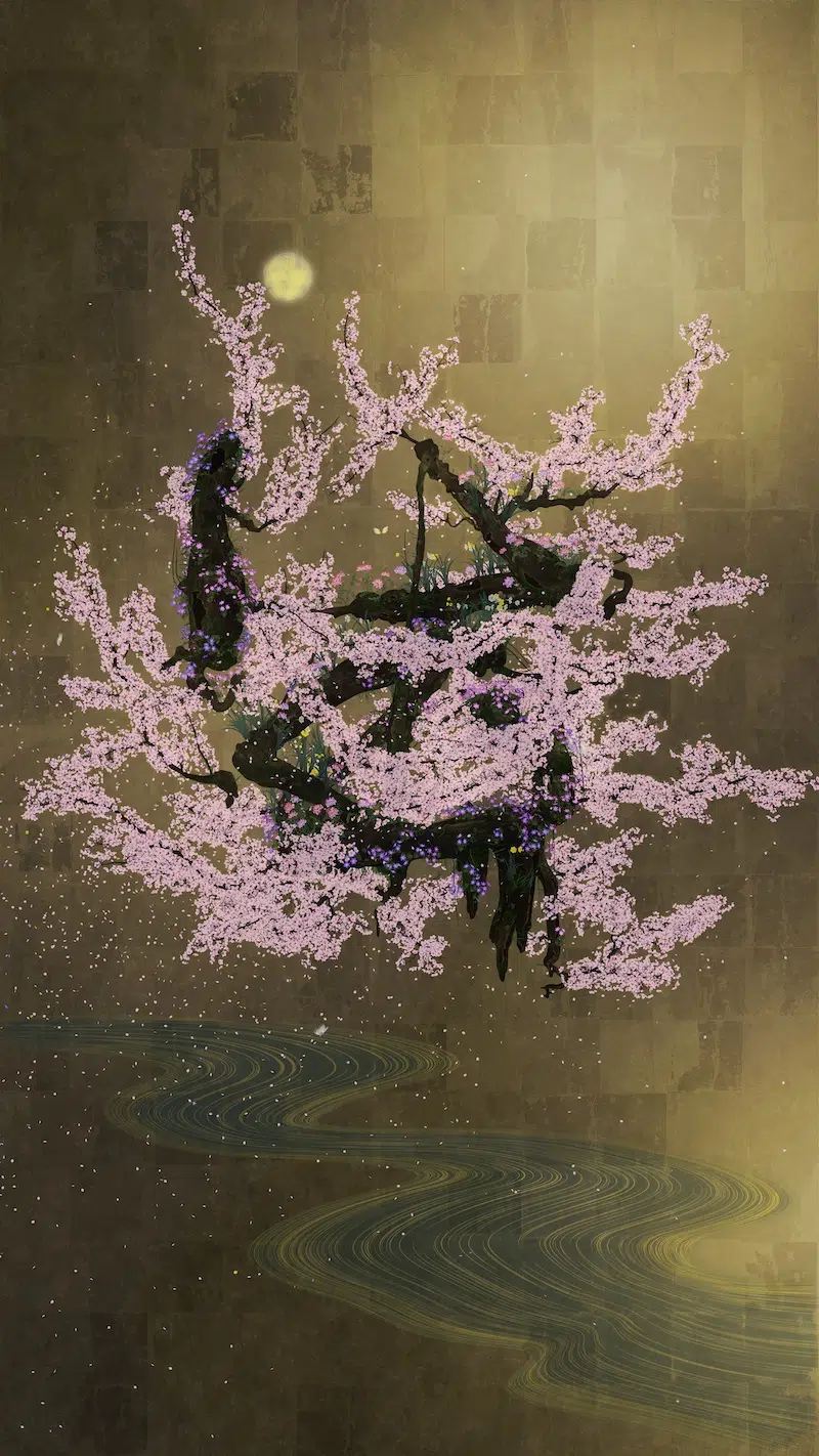 teamLab, Life Survives by the Power of Life II, 2020, Digital Work, 60 min (loop), Source Calligraphy: Sisyu &copy; teamLab