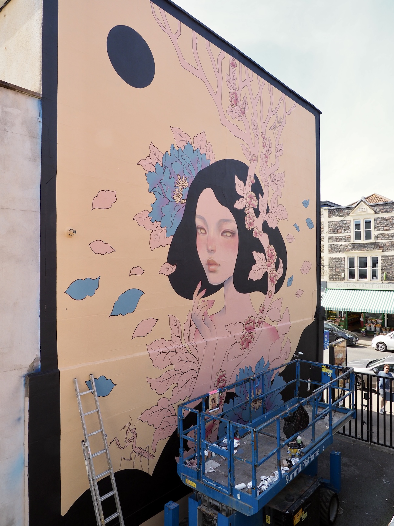 Audrey Kawasaki Working on Her Mural
