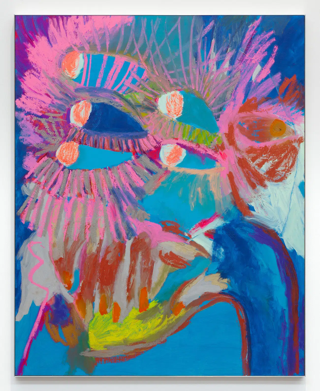 Bianca Beck, Red Sun, 2024. Acrylic and oil on wood panel, with artist-made aluminum frame. 60 x 48 inches. Courtesy of the artist, Uffner & Liu, and the Center for Maine Contemporary Art. (Photo: Art Index)