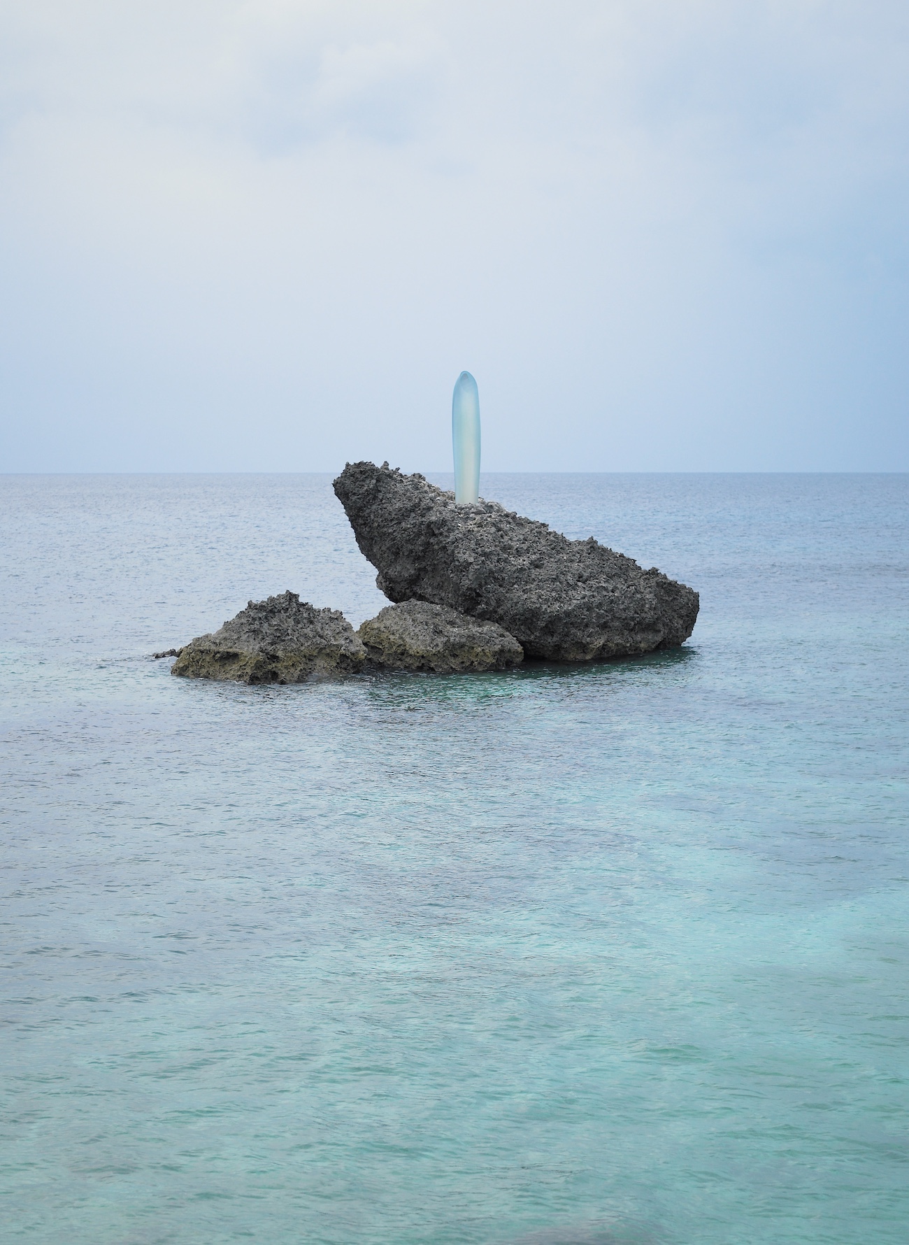 Art installation and ocean.