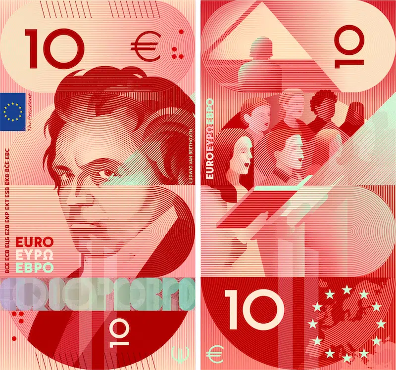 €10 banknote design with Mozart