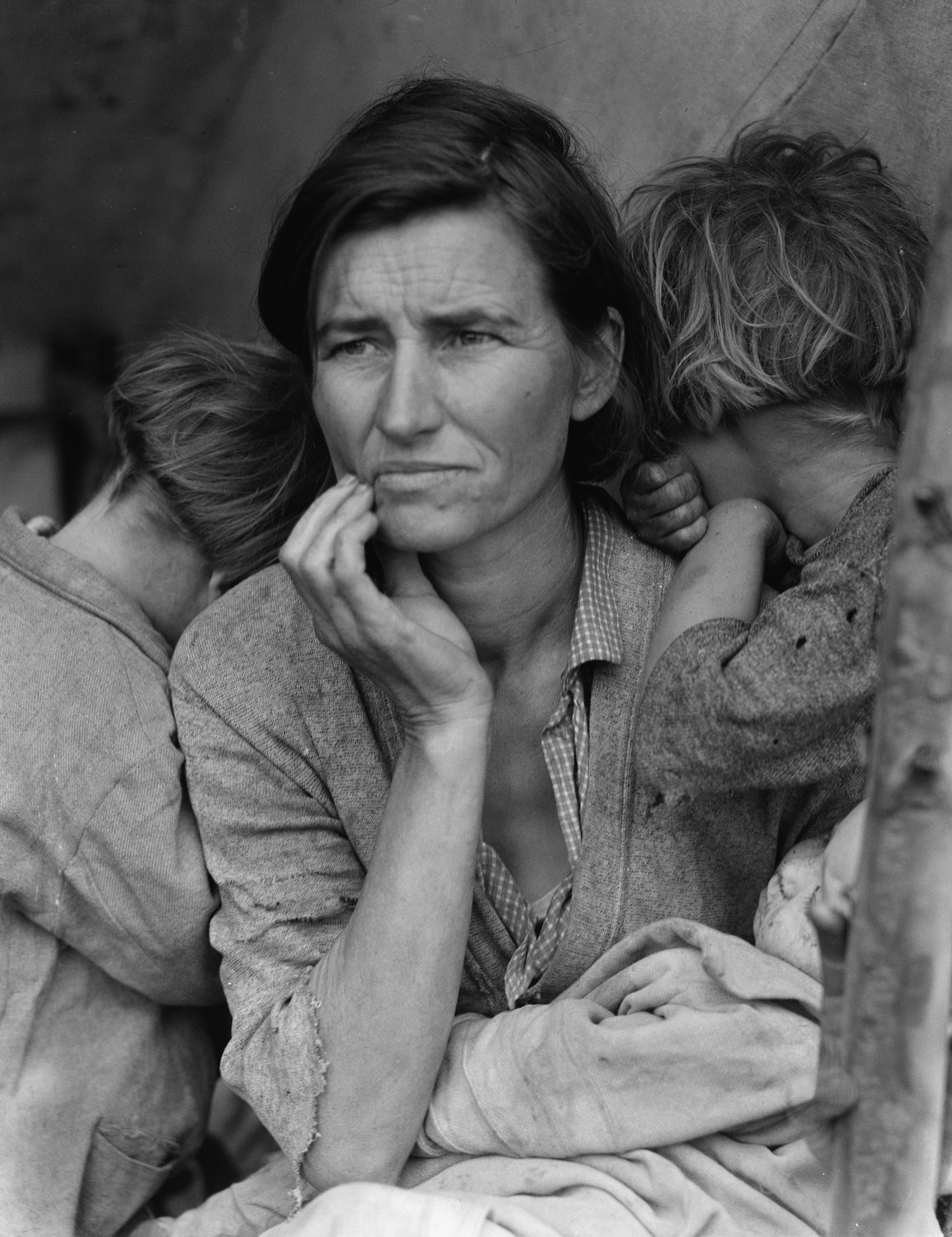 Dorothea Lange (American, 1895&ndash;1965). Migrant Mother (Florence Owens Thompson), Nipomo, California, 1936. Gelatin silver print mounted on board, 13 1/4 x 10 1/8 in.