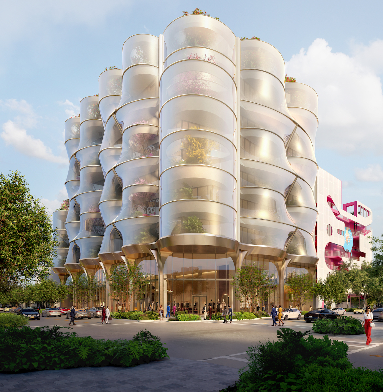 The building relies on engineering and materiality of layered surfaces to define its identity. Photo Credit: Snøhetta / PLOMP