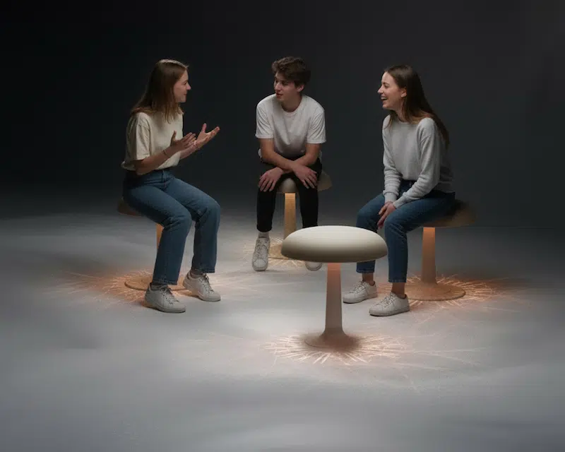 Glowing Stools Let Strangers Silently Connect Through Shared Light and Posture