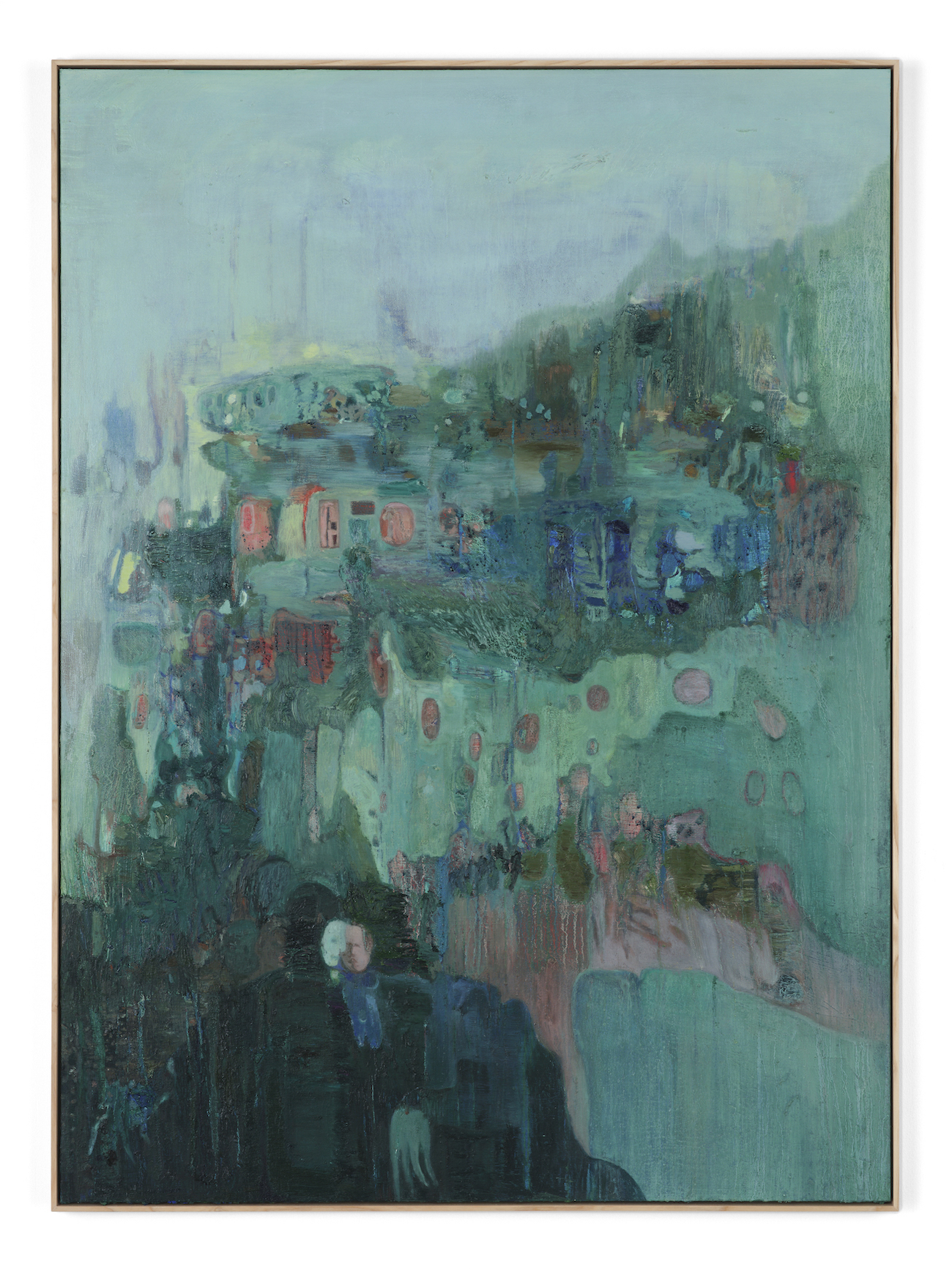 Un Cheng, Millennium Limbo, 2026. Oil on canvas, wooden frame, 152.5 x 112.5 x 4 cm (framed size). courtesy of artist and Blindspot Gallery
