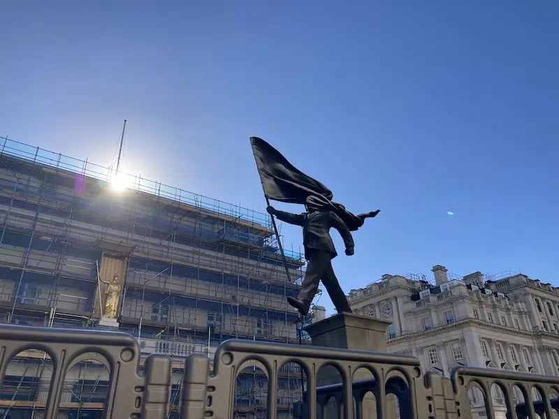 Banksy statue.