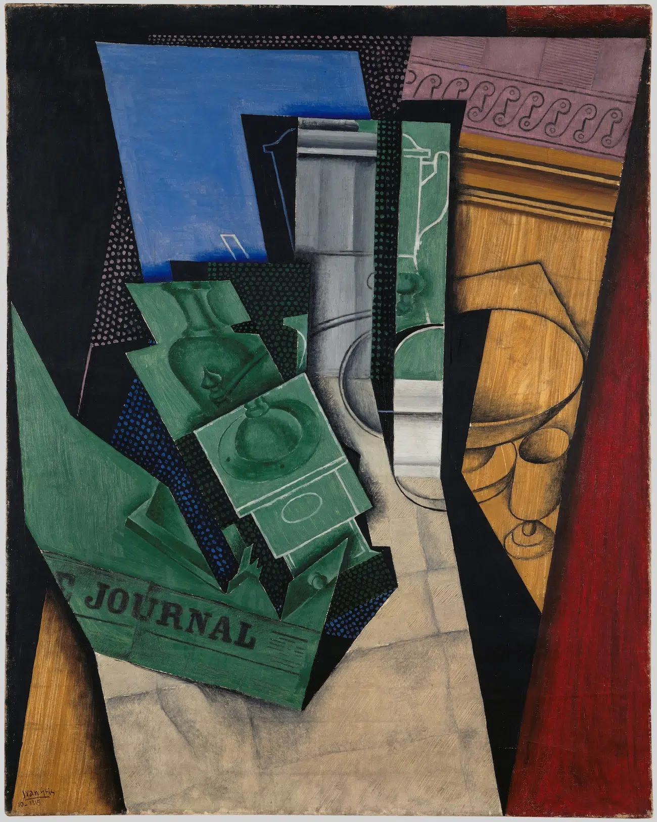 Juan Gris, The Breakfast Table, october 1915, Oil and charcoal on canvas, 92 &times; 73 cm