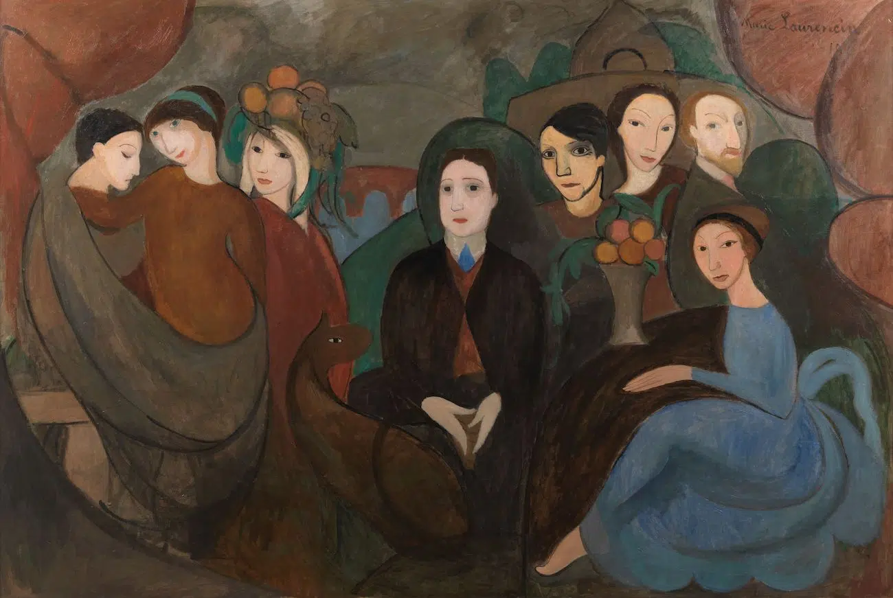 Marie Laurencin, Apollinaire and his Friends (second version), 1909, Oil on canvas, 130 &times; 194 cm. Dation, 1973