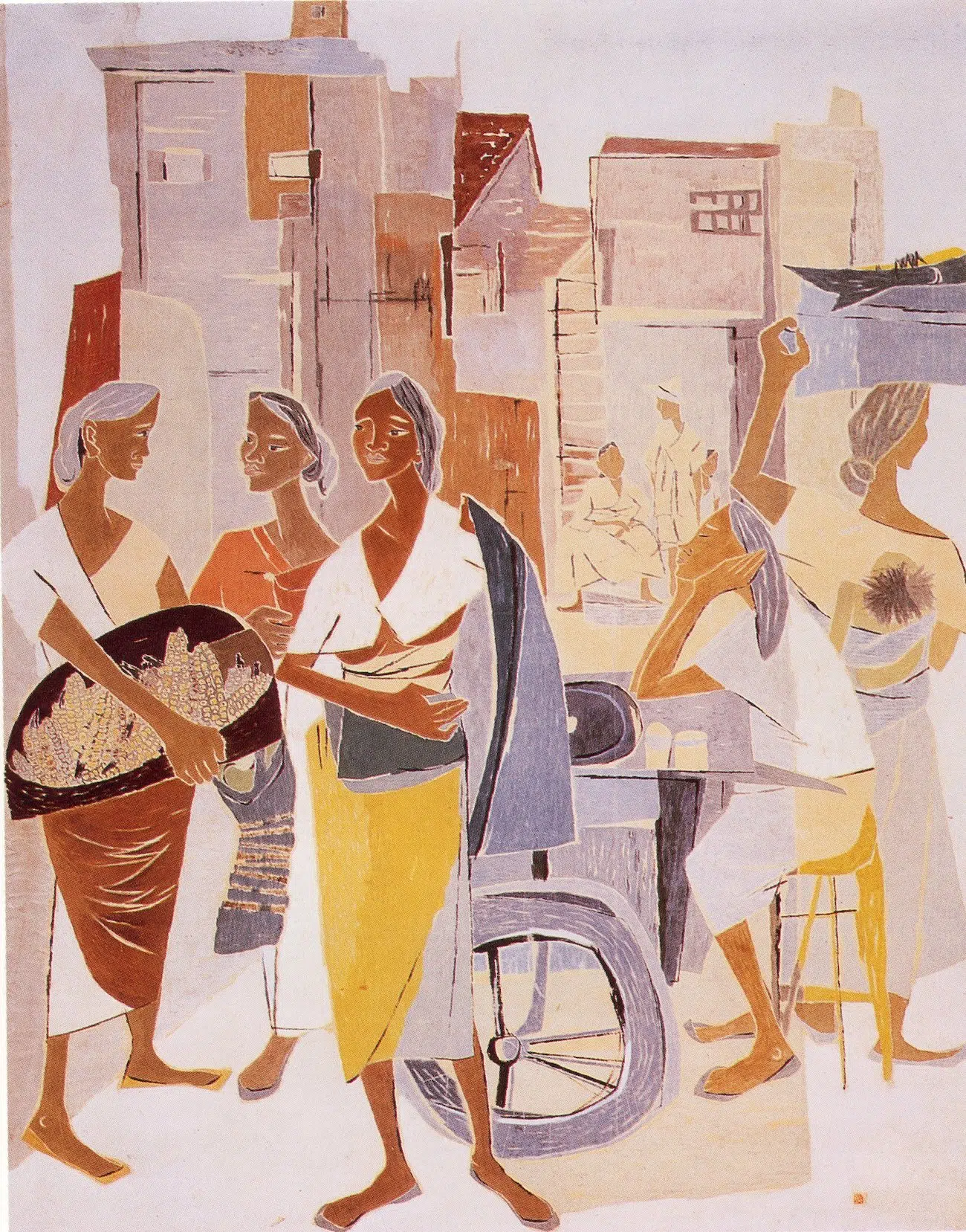 Park Re-hyun, Open Stalls, 1956, Ink and color on paper, 267 x 210 cm