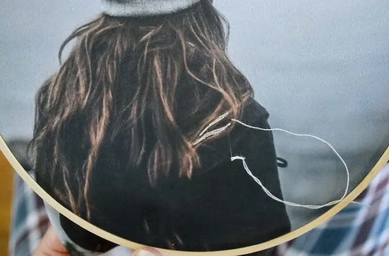 Embroidery on a Photograph Printed on Fabric