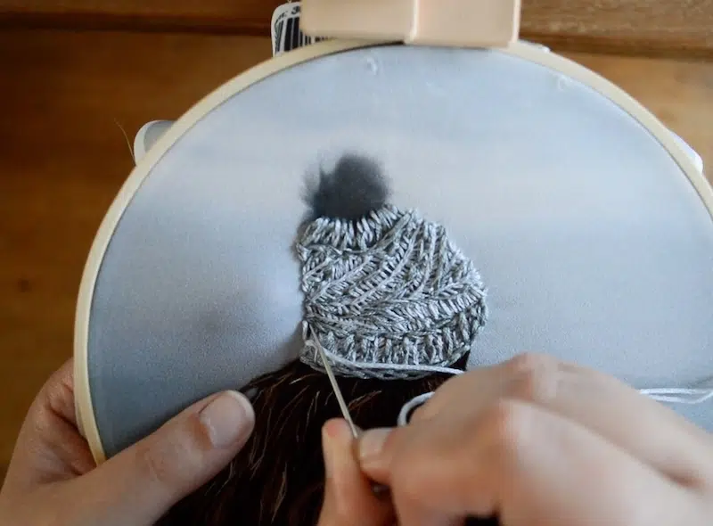 Embroidery on a Photograph Printed on Fabric