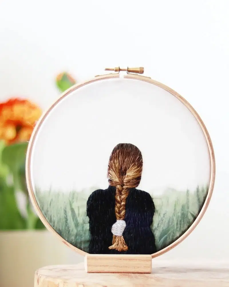 Embroidery on a Photograph Printed on Fabric