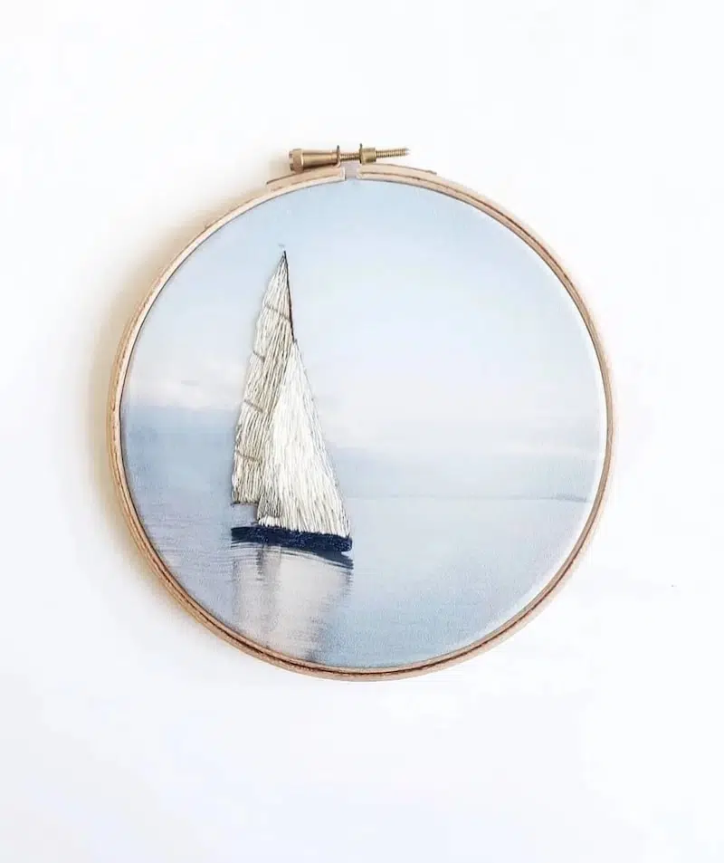 Embroidery on a Photograph Printed on Fabric