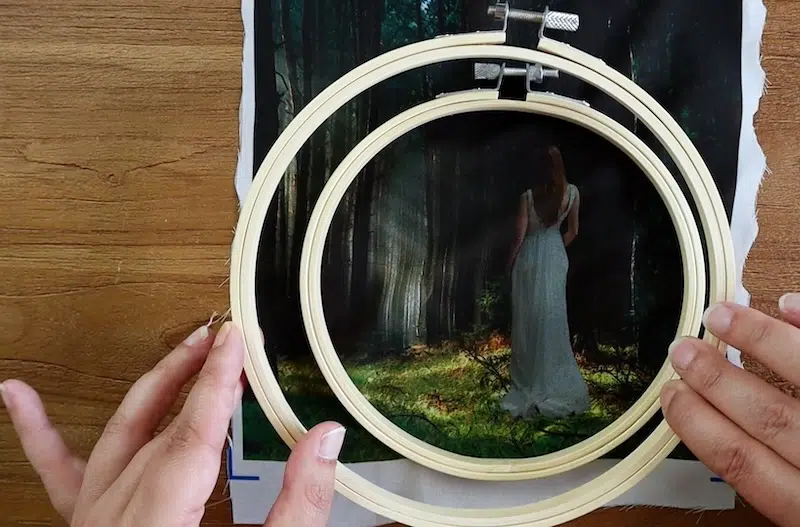 Embroidery on a Photograph Printed on Fabric