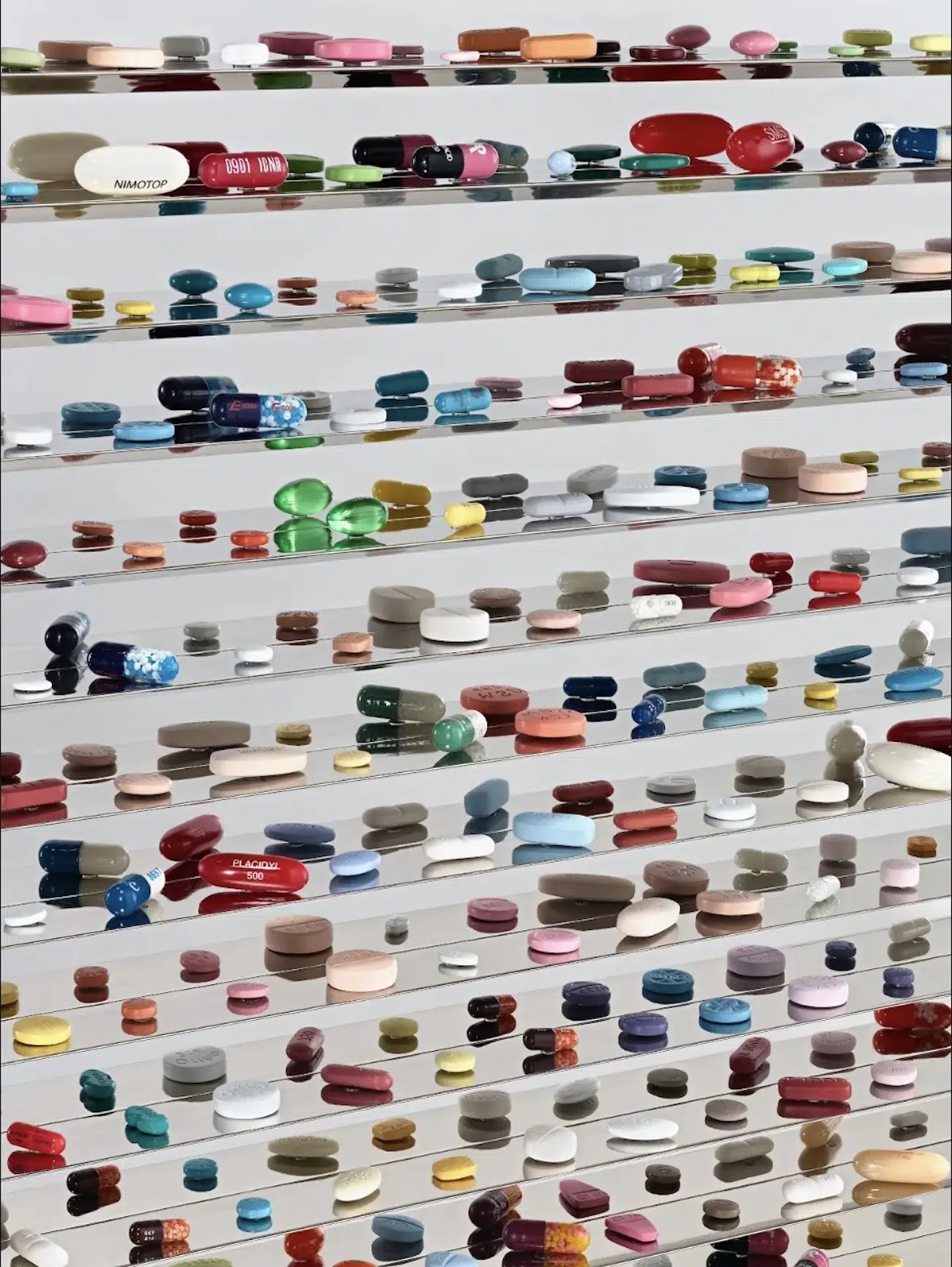 Damien Hirst, Beautiful Celebration of Our Latest Obsession, Warm, Hot, Expanding Vortex, the Divine Gift to Us All, Joy and Fun, Happiness. Same Rules Only Different Players, Complicated but Pretty Colours, Heartwarming, Wellness, Enjoy the Ride Because the Destination Doesn't Exist and Neither Do We, Colors and Forms and Relationships, That's How You Know You Are in Love Painting, 2019, Household gloss on canvas, 96 1/16 inches, 244 cm (unframed)