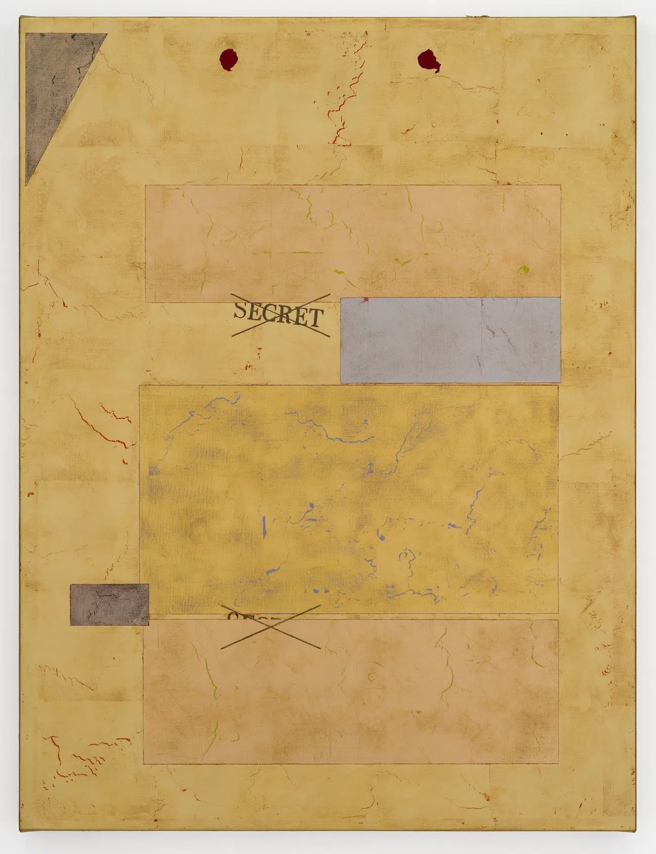 Jenny Holzer, PROFORMA 2026, 24k gold, antique gold, champagne gold, moon gold, palladium and red gold leaf and oil on linen, 61 x 46.4 x 3.8 cm / 24 x 18 1/4 x 1 1/2 in