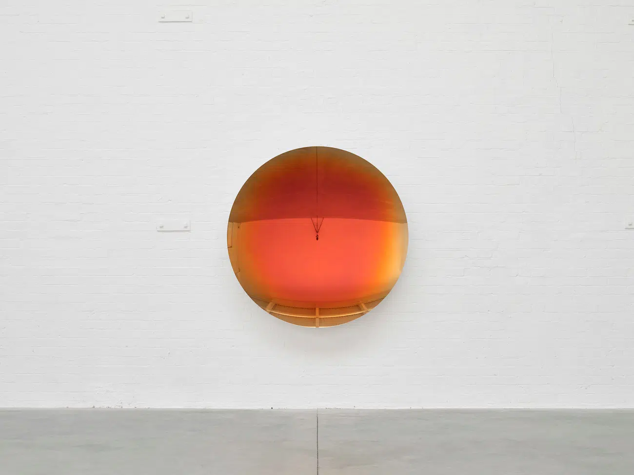 Anish Kapoor, Tangerine over Red and Spanish and Pagan Gold, 2020, Stainless steel and lacquer 150 x 150 x 20.2 cm