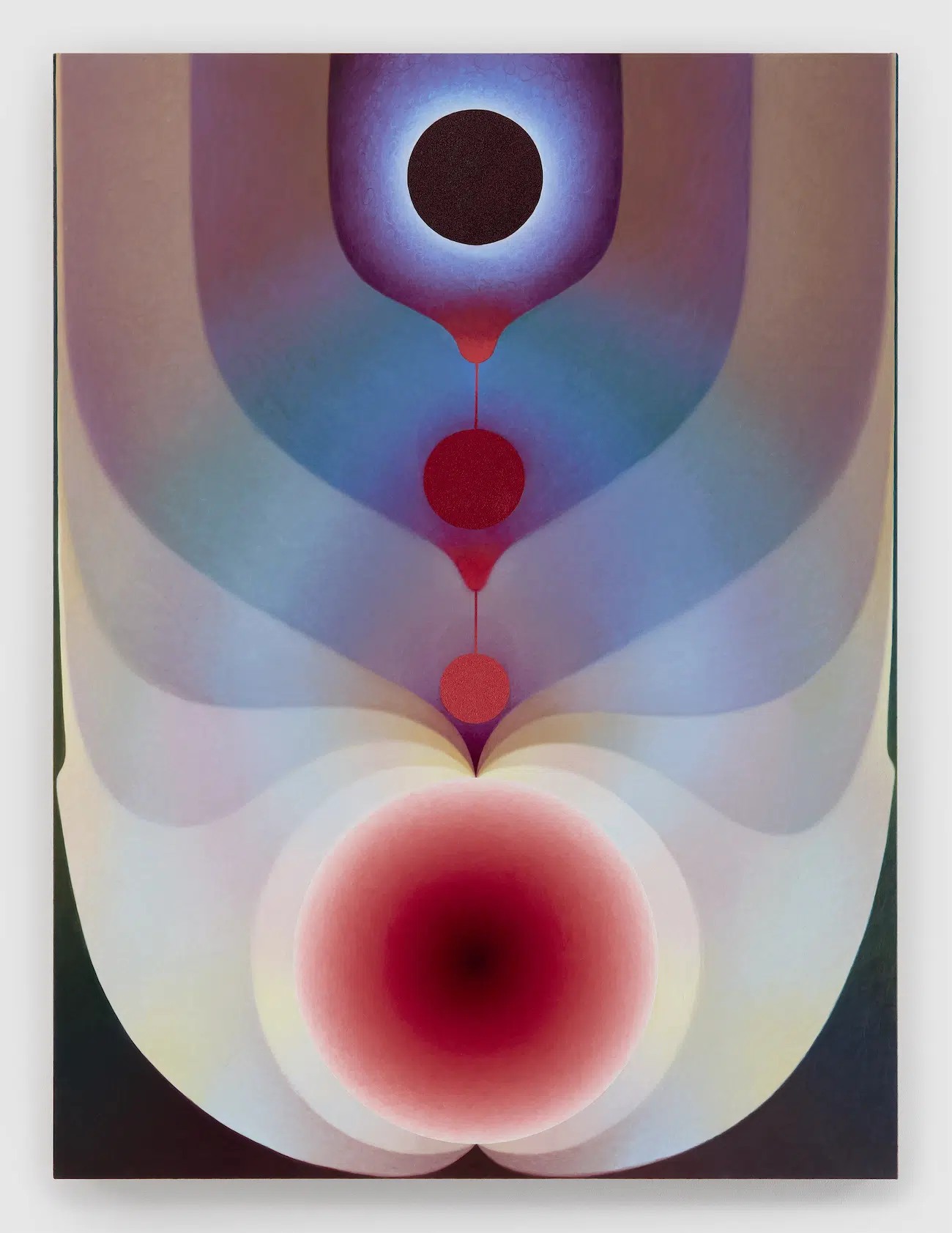 Loie Hollowell, Pit and the pendulum in red 2026, PAINTING oil and acrylic medium on linen over panel, 121.9 &times; 91.4 &times; 5.1 cm(48" &times; 36" &times; 2")