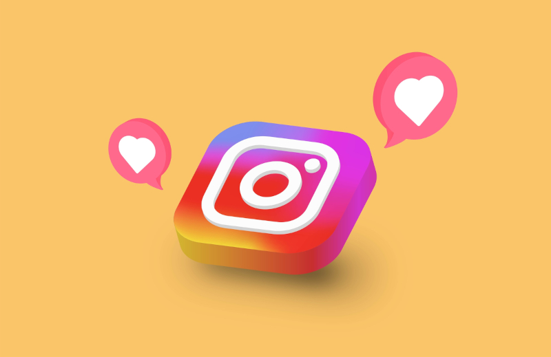 Instagram icon with like hearts