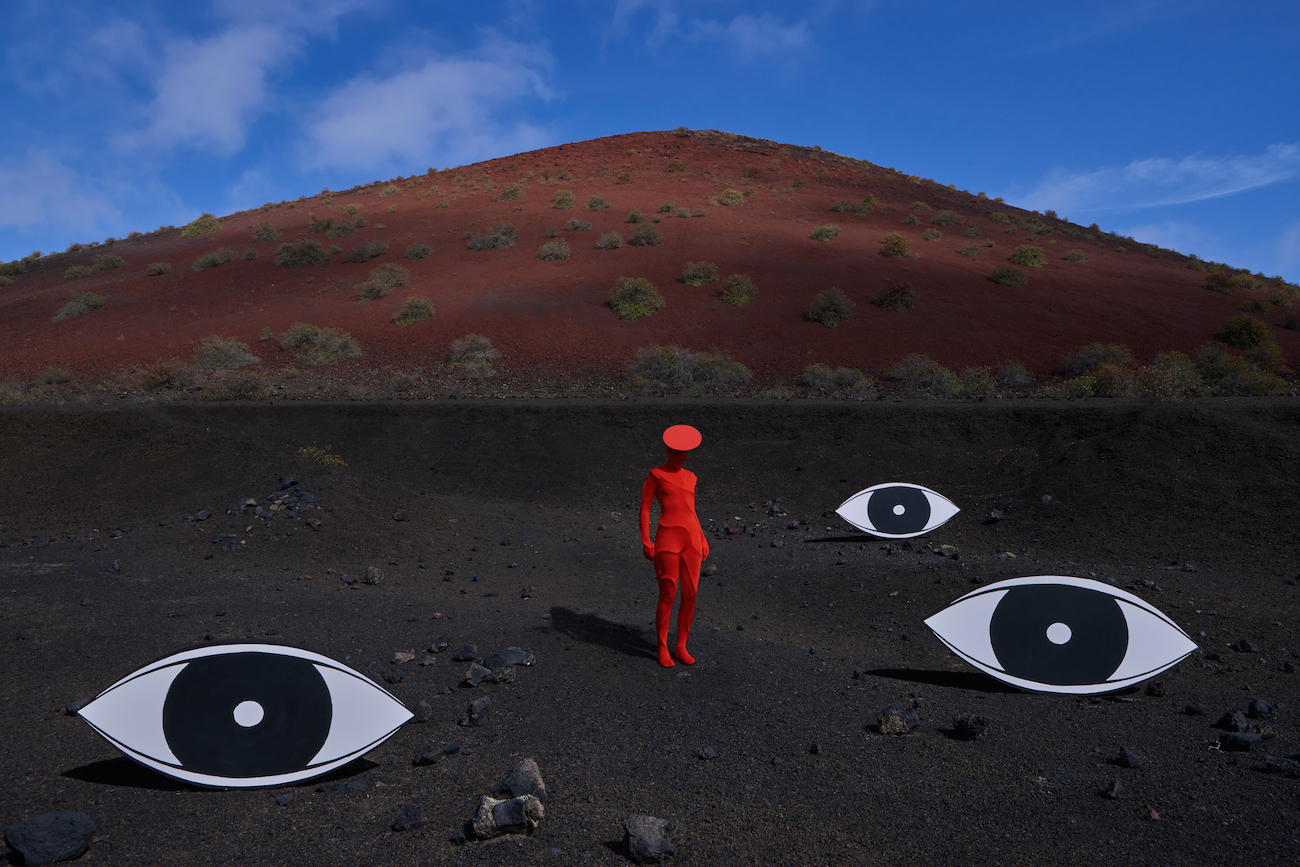 Photograph of mountain with eyes taken by Julia Buruleva
