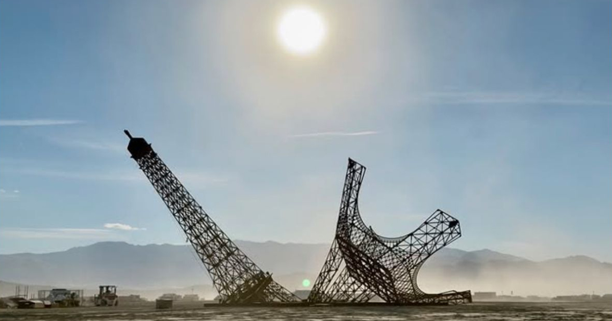 Burning Man’s “Broken” Eiffel Tower Sculpture Heads To Auction for $500K But Then Plans Change