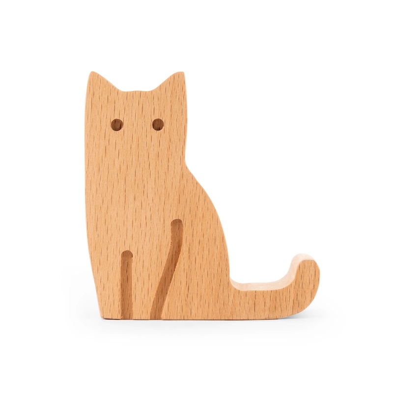 Beechwood Cat Phone Stand