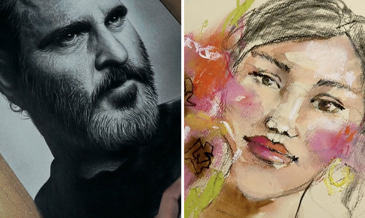 Mixed Media vs. Realistic Portrait Drawing