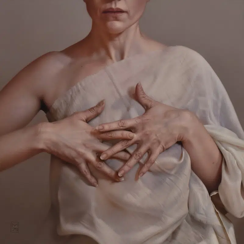 The Weaver, Mae Read, 16&rdquo; x 16&rdquo;, oil on linen.