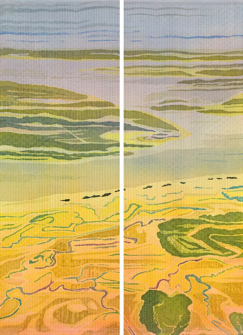 Charleston Harbor II, Mary Edna Fraser, 61&rdquo; x 30&rdquo; batik on silk (hanging piece).