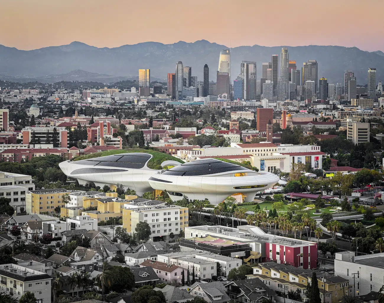Exterior of Lucas Museum of Narrative Art in Los Angeles