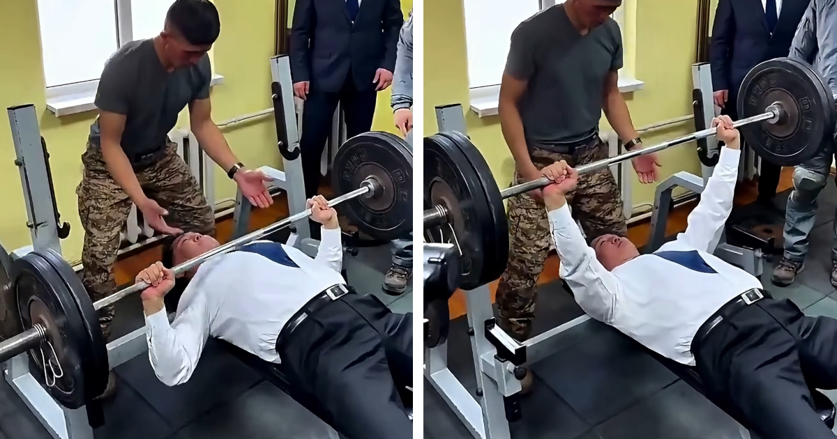 Mongolian President Shows off His Strength by Bench Pressing 220 Pounds